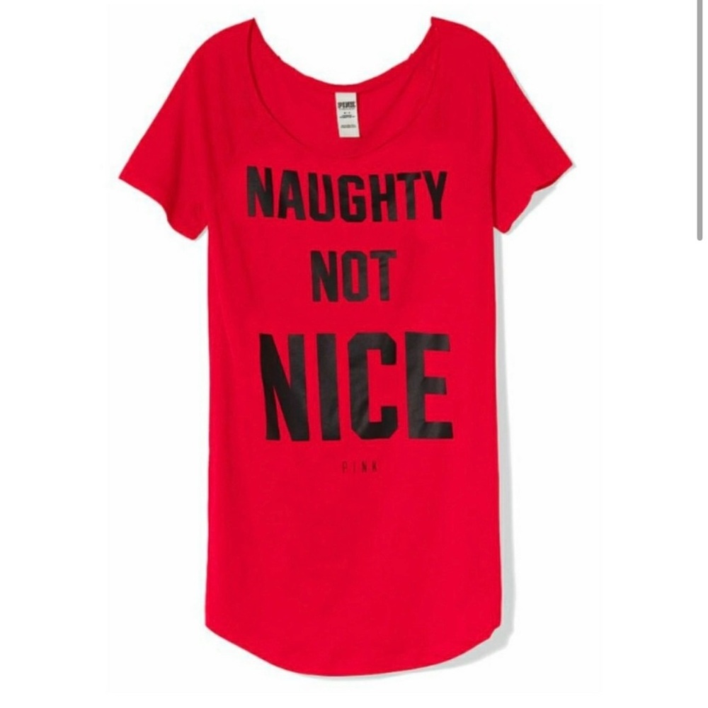 Victorias Secret PINK Naughty Not Nice Sleepshirt Red Size XS